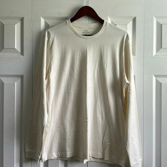 J. Crew Men's Long-Sleeve Broken-In T-Shirt in Solid White Cotton Size M - Picture 1 of 4